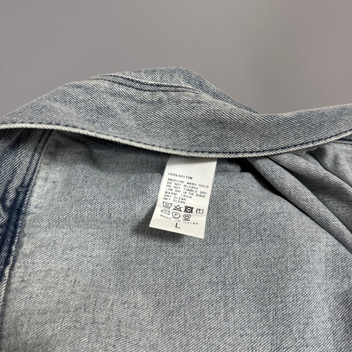  INHERIT 라이트블루컬러 워시드 논칼라 빅실루엣 13oz 데님 자켓 상품이미지7