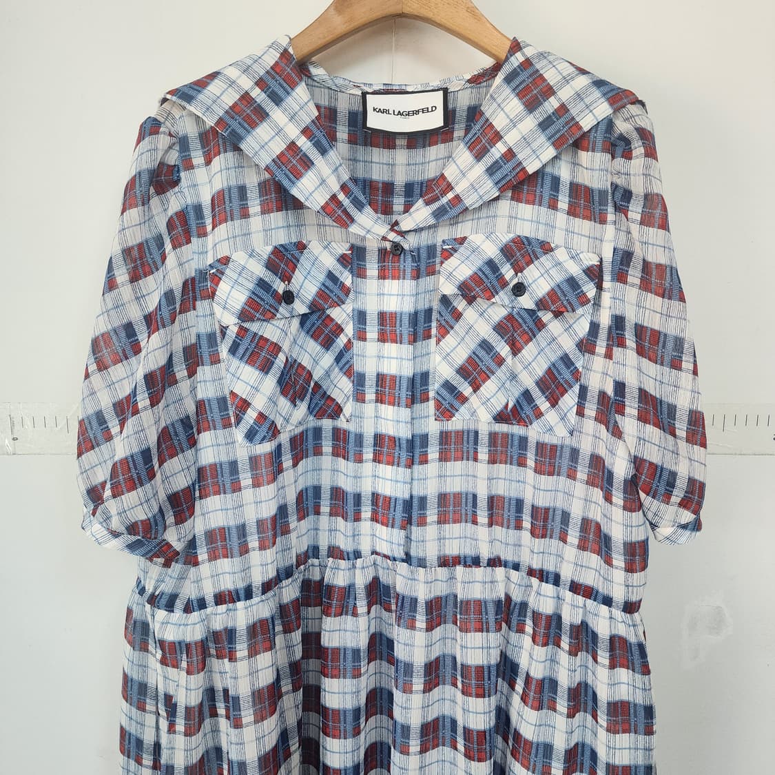 칼라거펠트 체크 롱 원피스 상품이미지2