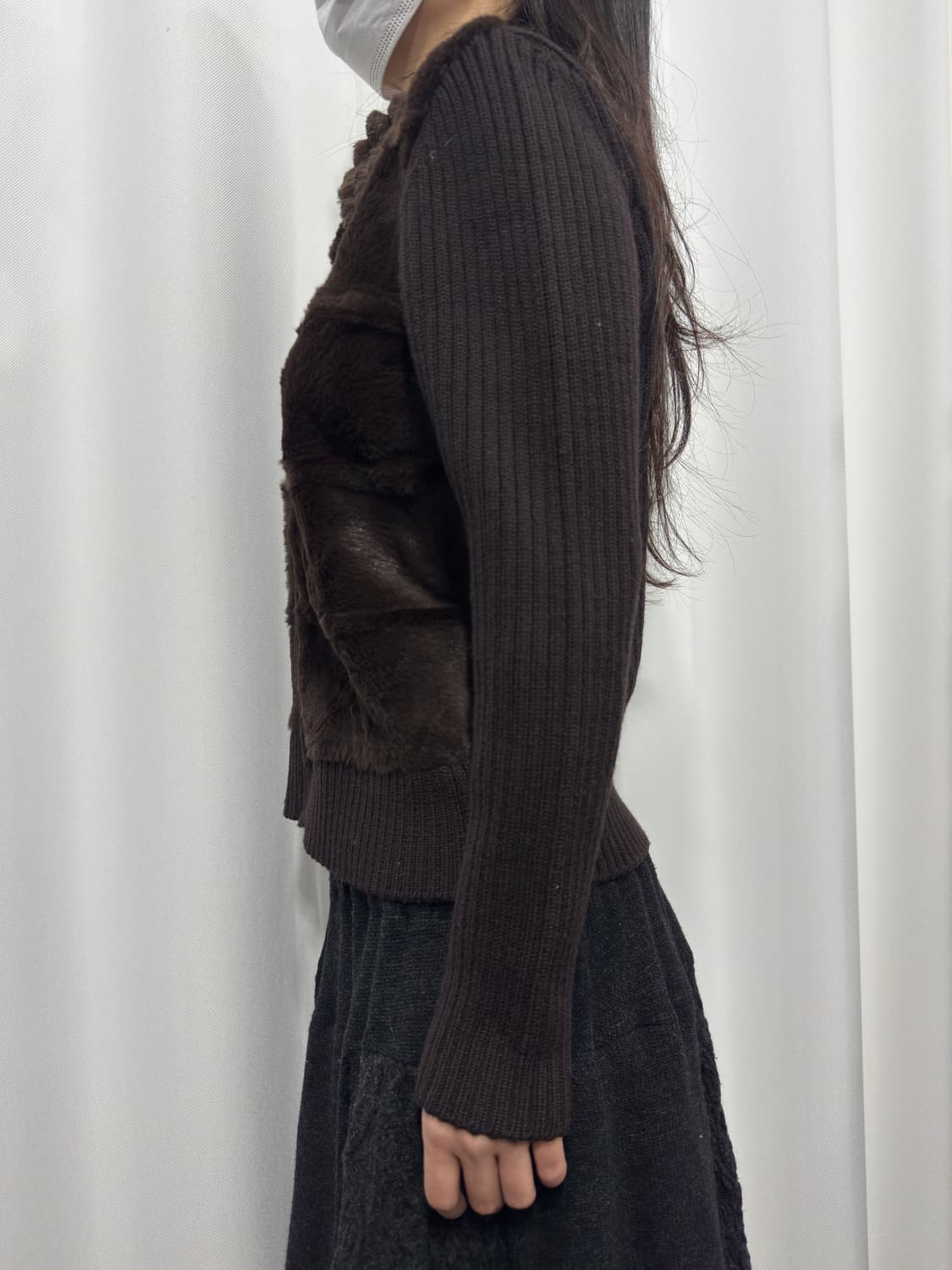 rabbit fur detail knit zipup 상품이미지3