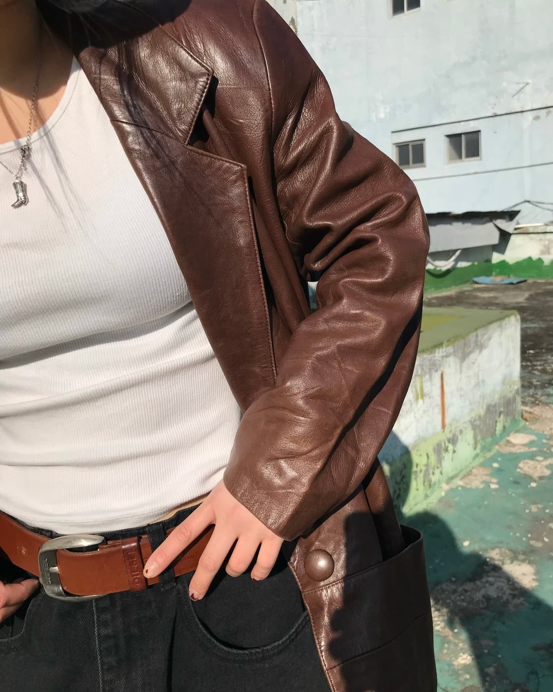 브라운 양가죽 블레이저 상품이미지4