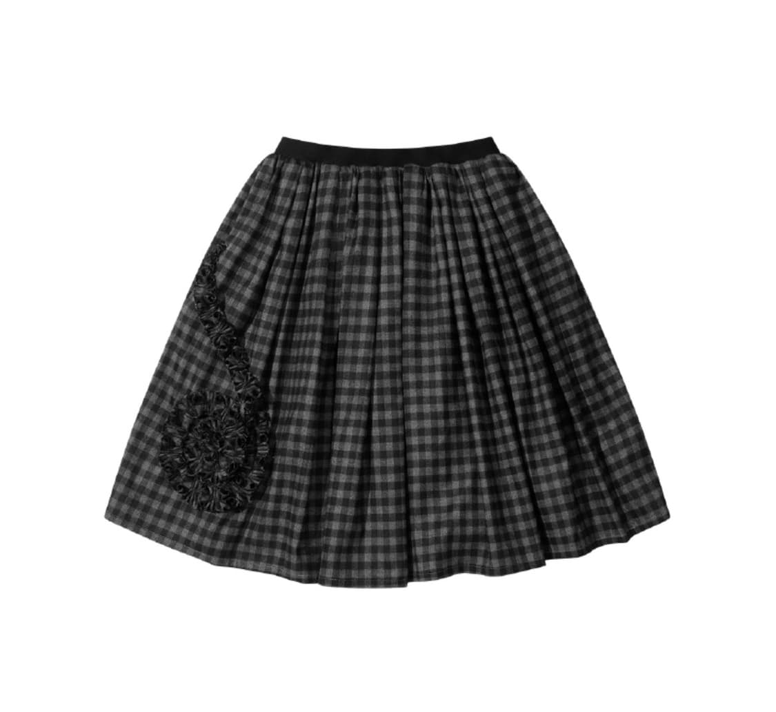 FRILL CHECK BANDING SKIRT (BLACK) 상품이미지2
