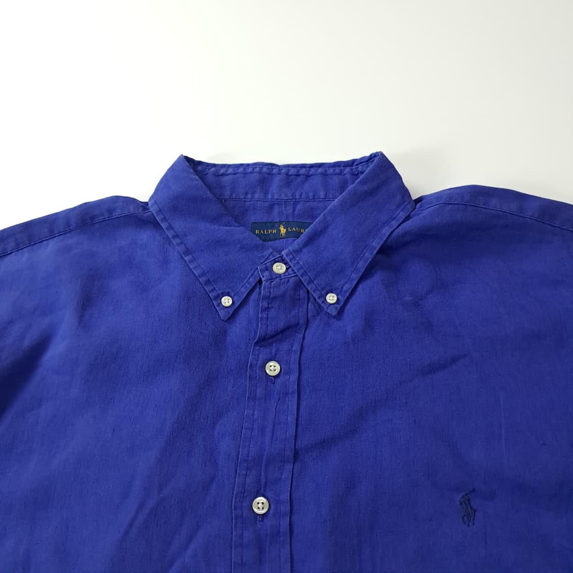 CK314 2XLT 폴로 90s 린넨 로열블루 반팔 셔츠 남방 상품이미지2