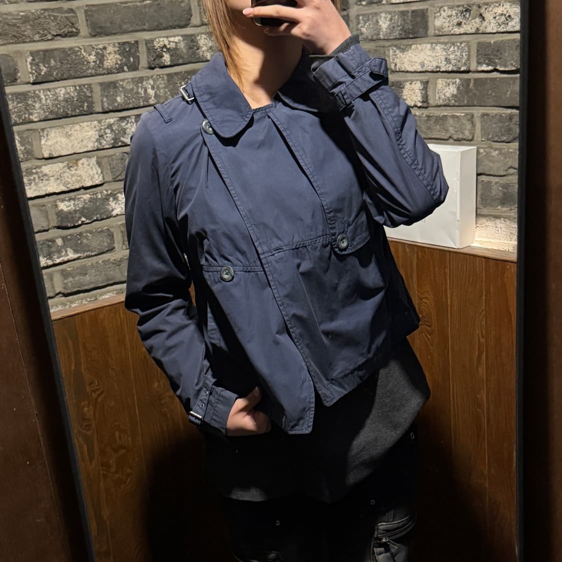 XS) 디젤 DIESEL 숏 트렌치 자켓 네이비 상품이미지9