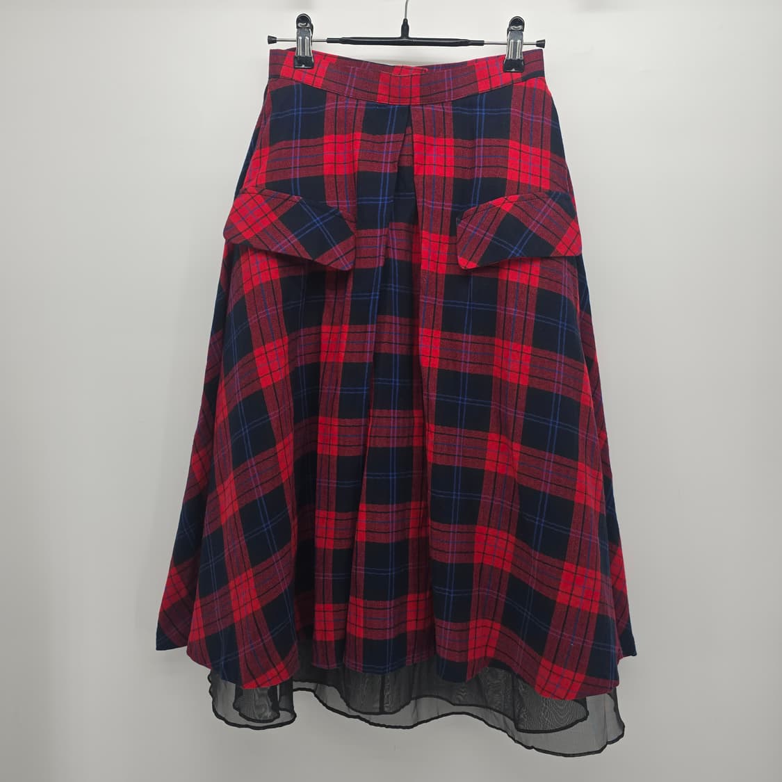 레드 체크 플레어 롱 스커트 44 상품이미지1