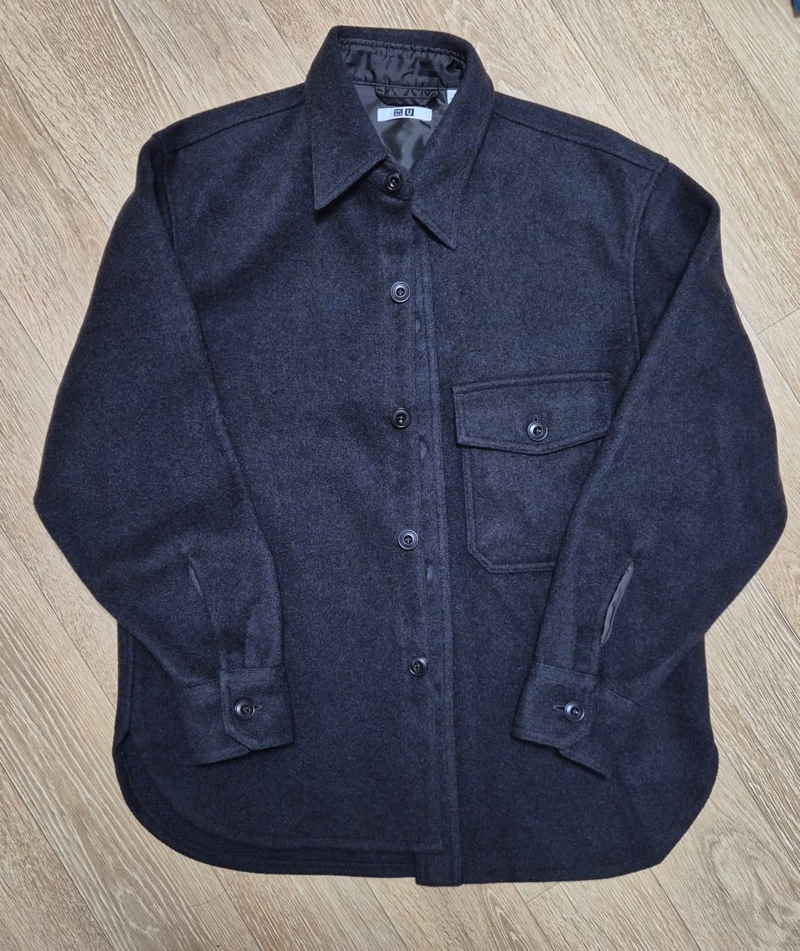 유니클로u 일판 울블렌드 셔켓 브라운 상품이미지1