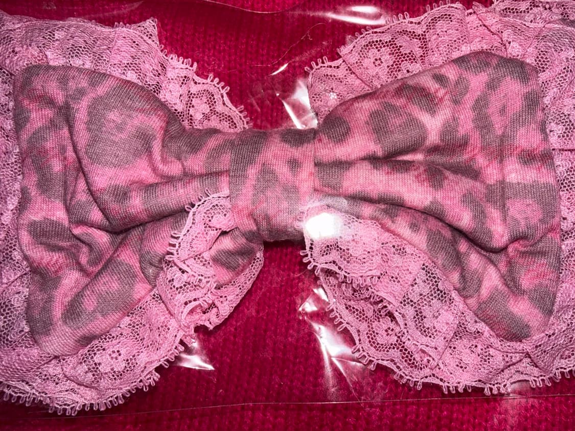 베이비메탈클럽 베메클 리본 봉봉 핑크 레오파드 헤어 클립 헤어핀 상품이미지1