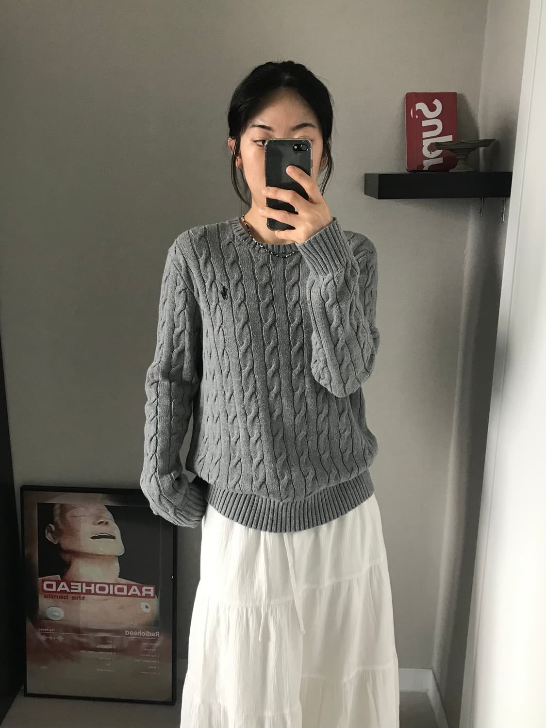 폴로 랄프로렌 포니 로고 그레이 케이블 니트 상품이미지1