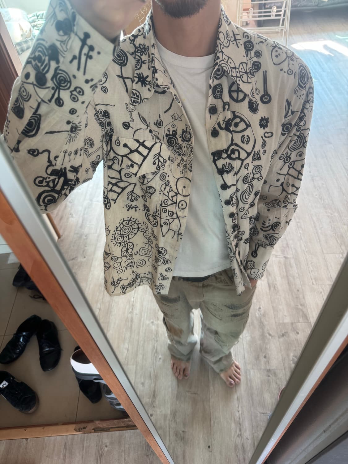 존 알렉산더 스켈톤 패턴 셔츠 L사이즈 상품이미지4