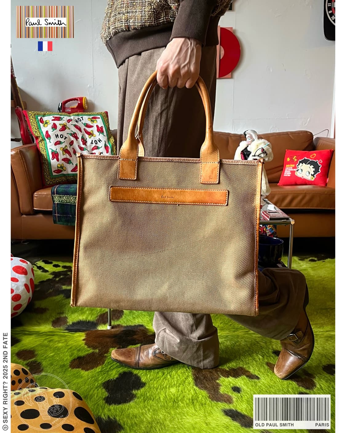 Old Paul Smith Leather Canvas Tote Bag 상품이미지1