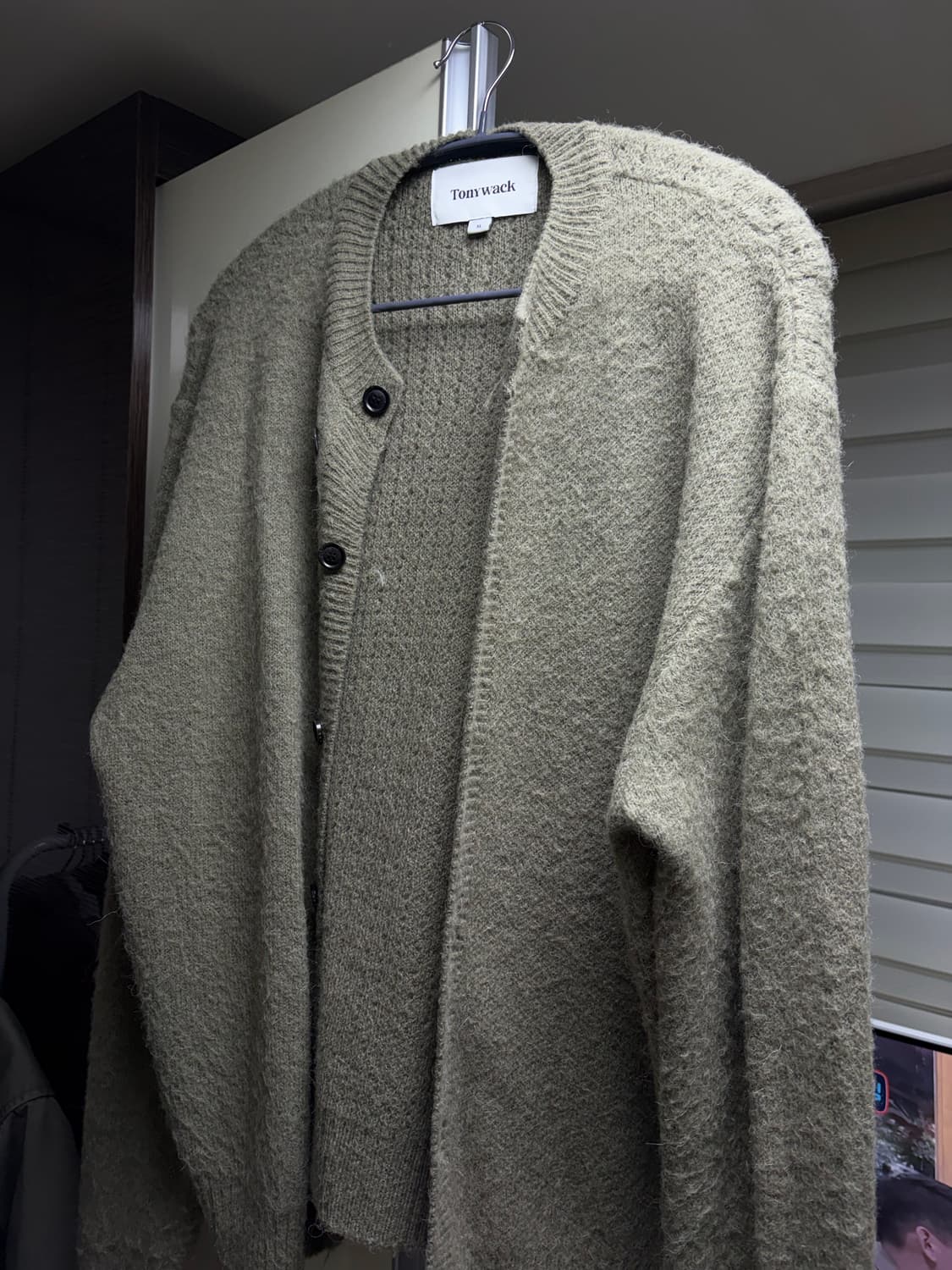 토니웩 알파카 모헤어 가디건 세이지 그린 xl 상품이미지1