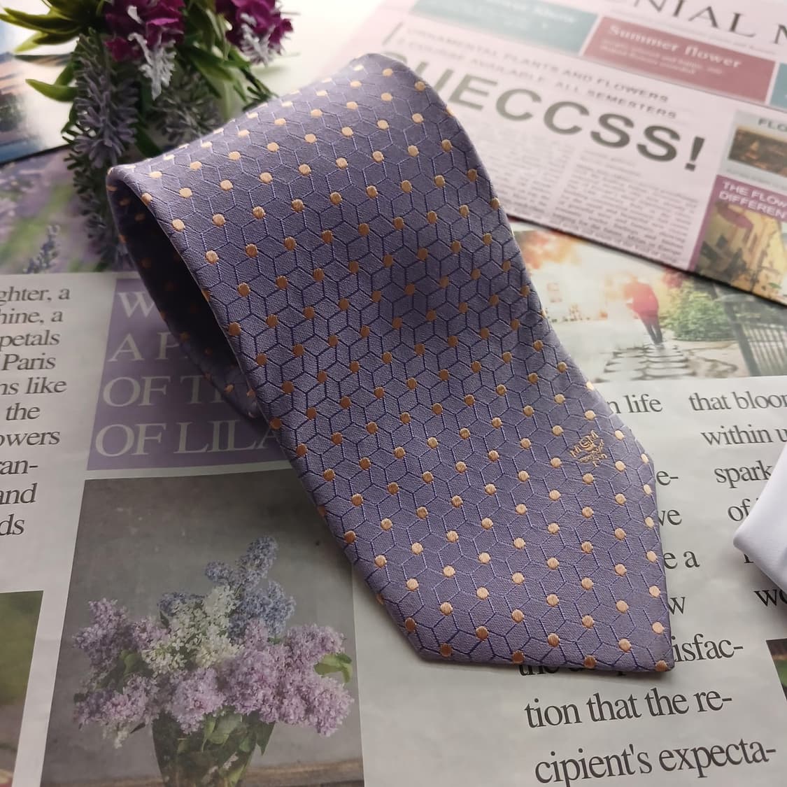 MCM 실크 라일락 패턴 넥타이 8.7cm A+등급 A18548
 상품이미지3