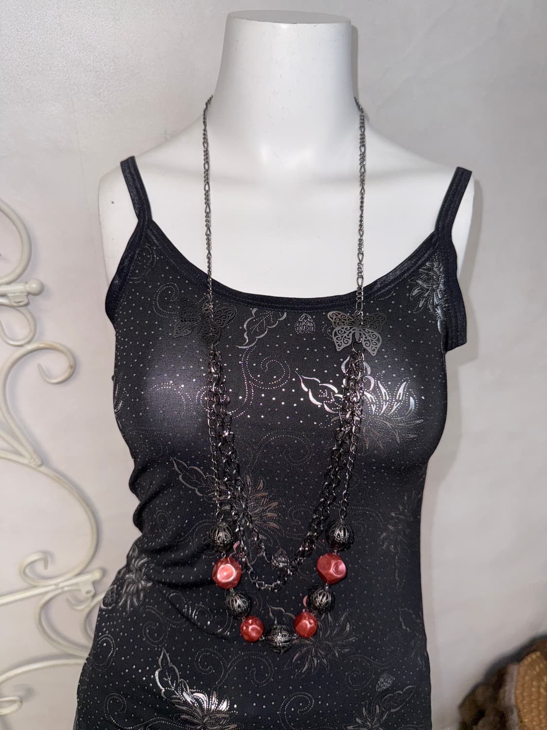 Black red oriental butterfly chain 목걸이 상품이미지5