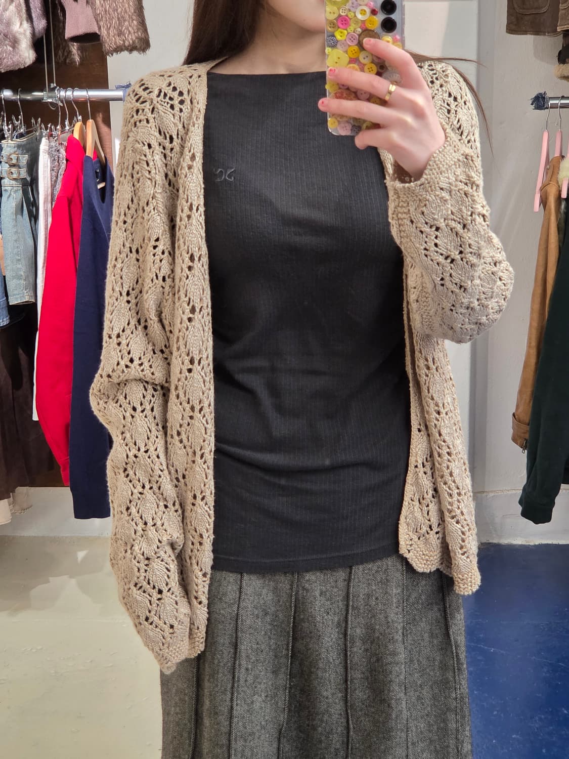 1990s USA yarnworks 원버튼 가디건 상품이미지2