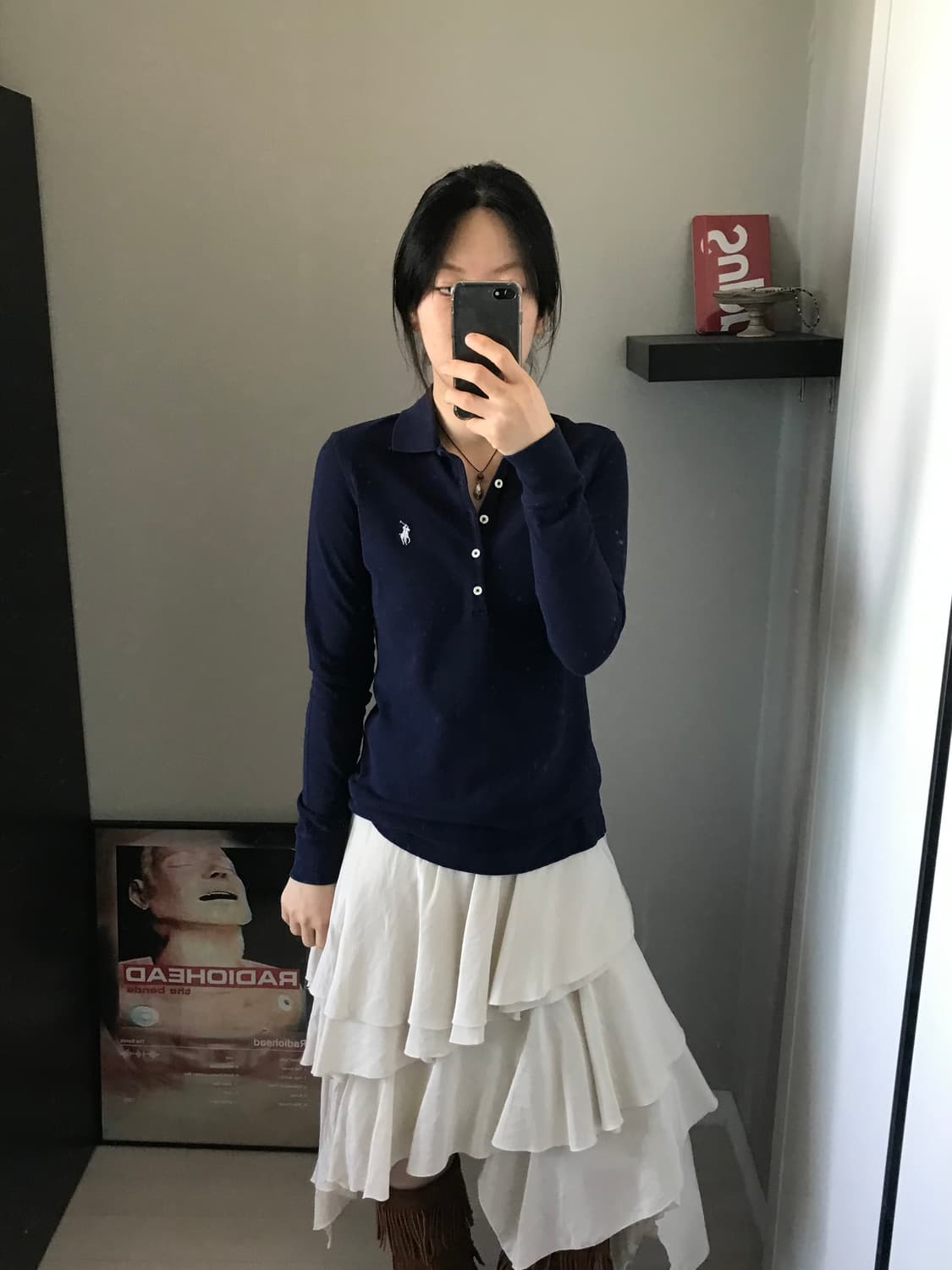 폴로 랄프로렌 포니로고 여성라인 네이비 긴팔 카라티 상품이미지4