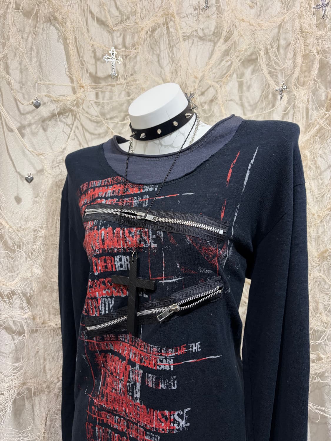 punk zipper blood Layered long sleeve 상품이미지5