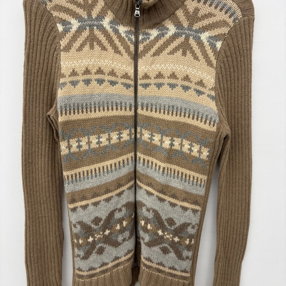 랄프로렌 집업 니트 가디건 브라운 패턴 여/L 상품이미지2