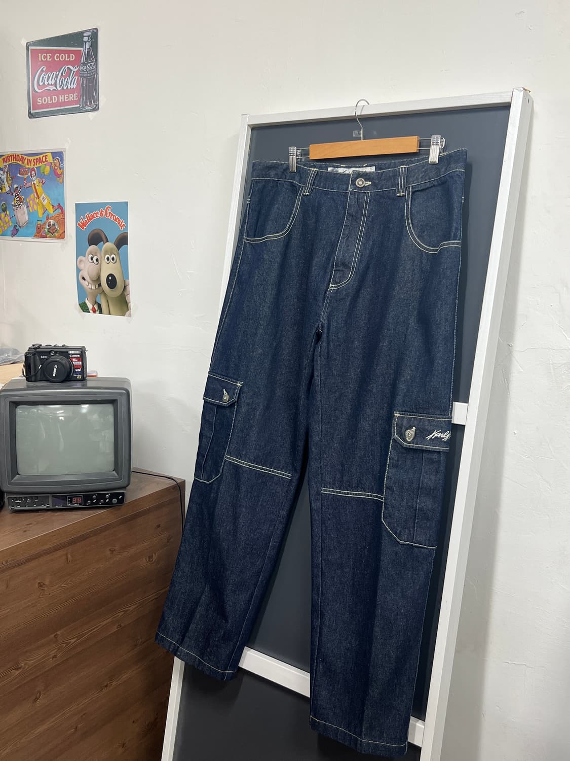칼카니 올드스쿨 스티치 와이드핏 카고 데님 팬츠 상품이미지2