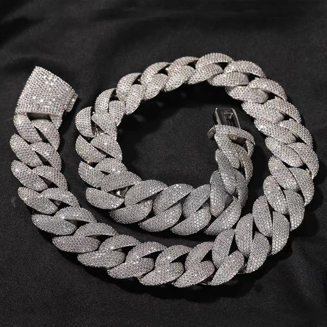 Oceanora 24mm 헤비 지르콘 큐반 체인 금도금 남성 목걸이 상품이미지1