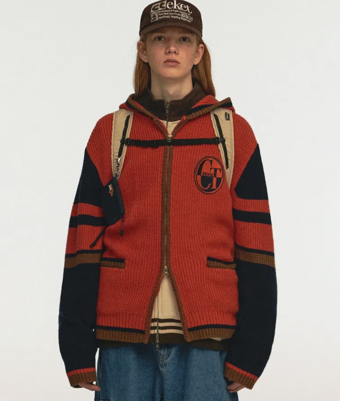 테켓 Knit Zip-Up Hoodie Orange (오렌지니트집업 상품이미지1