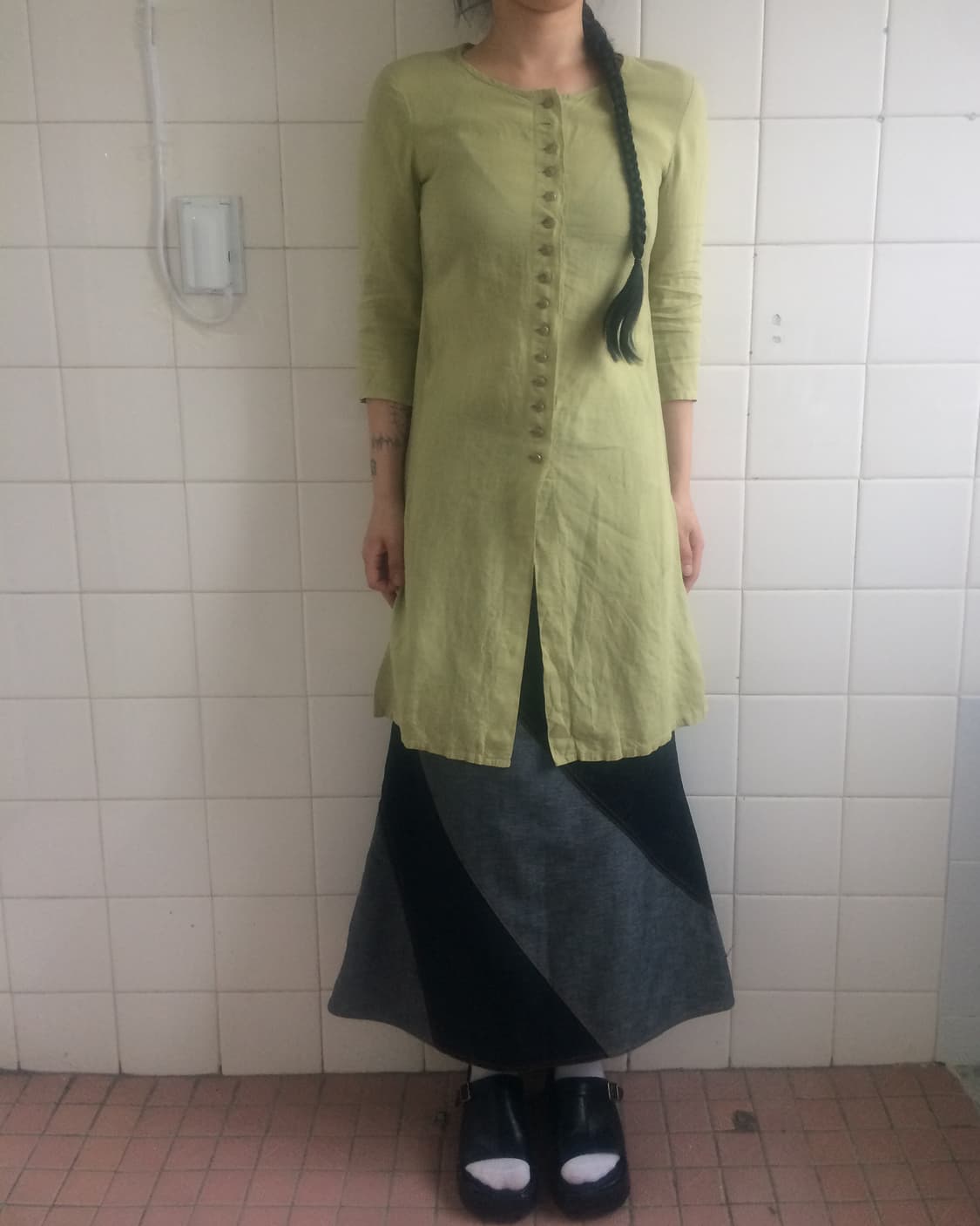 Patch work point long skirt 상품이미지6