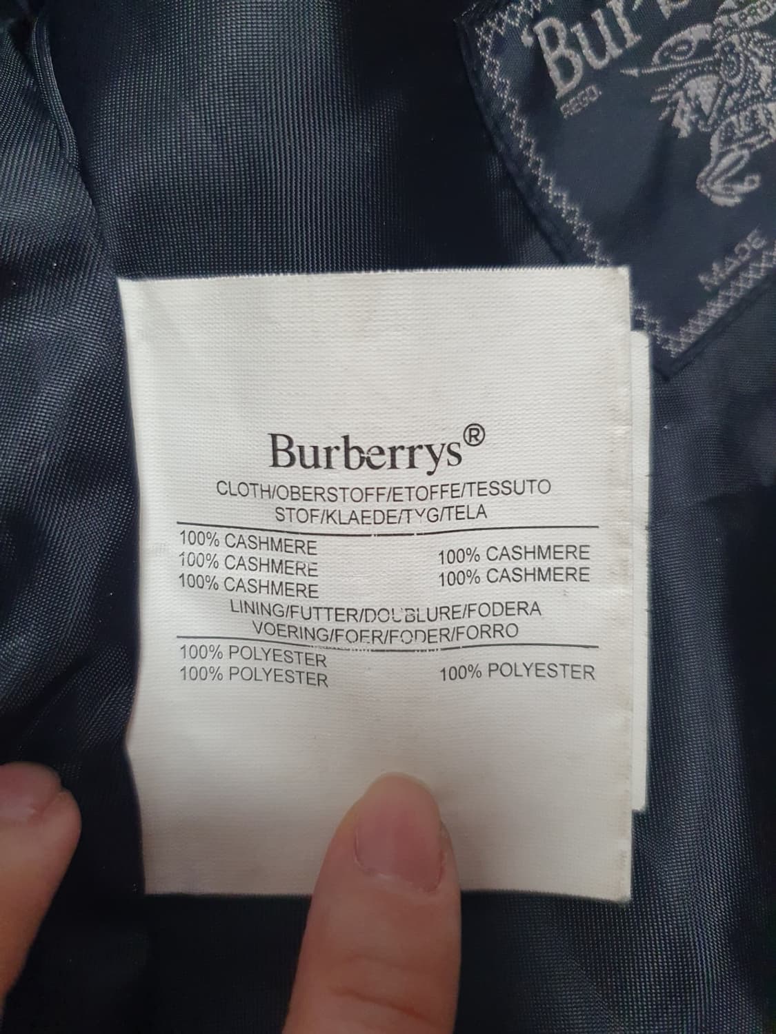 [버버리 Burberrys] 캐시미어 100% 싱글 코트 블랙 L~XL 상품이미지9