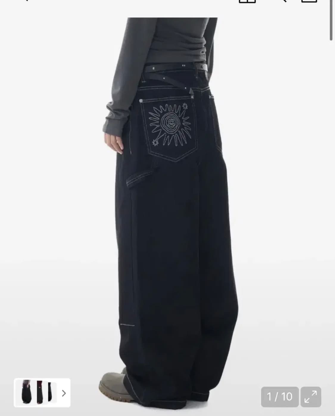 아캄 니들워크 카펜터 데님 팬츠 블랙 바지 상품이미지1