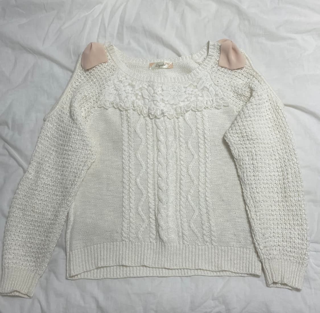 리즈리사 리본 트임 니트 상품이미지1