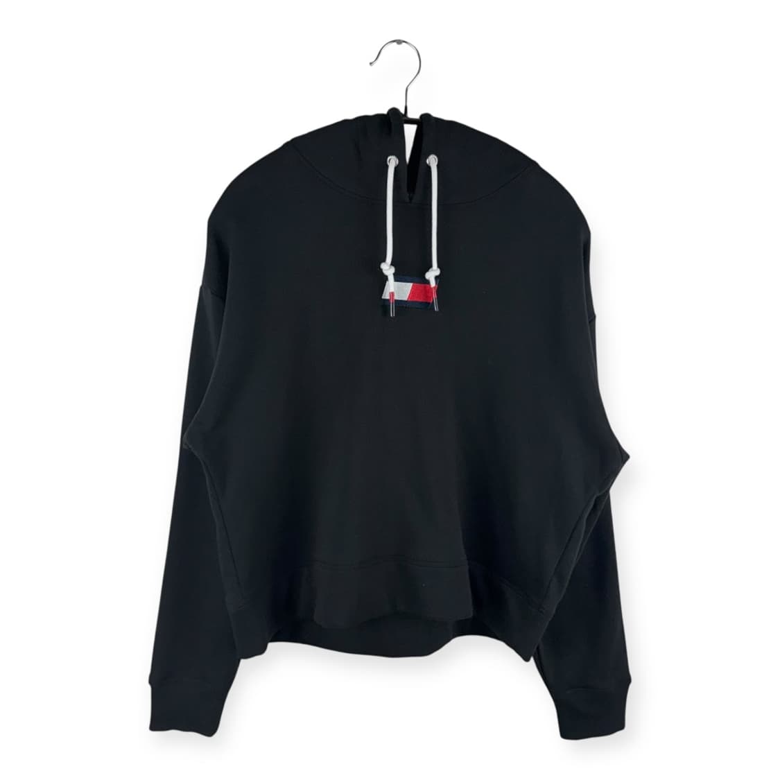 (M) 타미힐피거 크롭 후드 티 블랙 상품이미지1