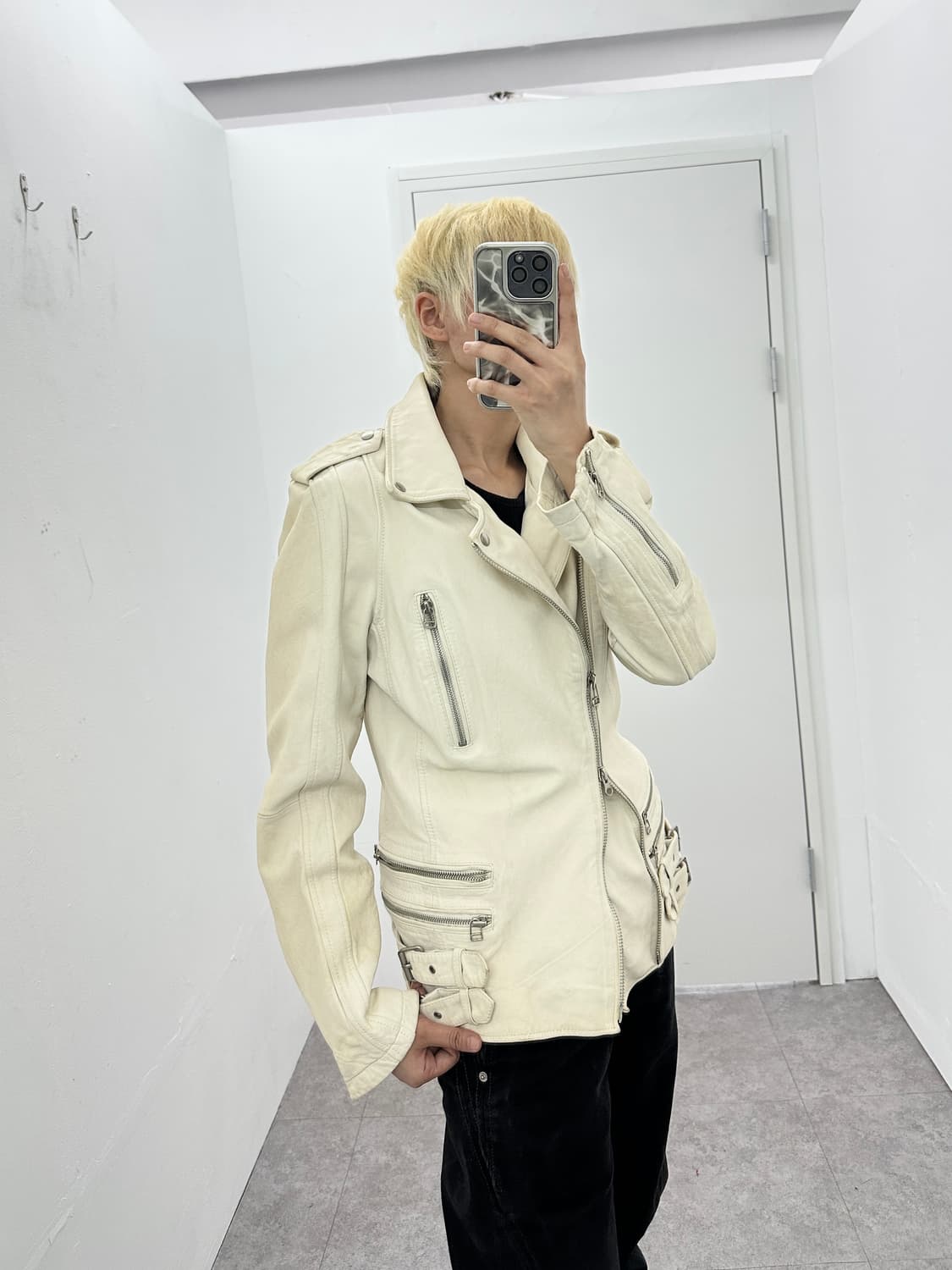 Lambs leather 2way zipper datail jacket 상품이미지8