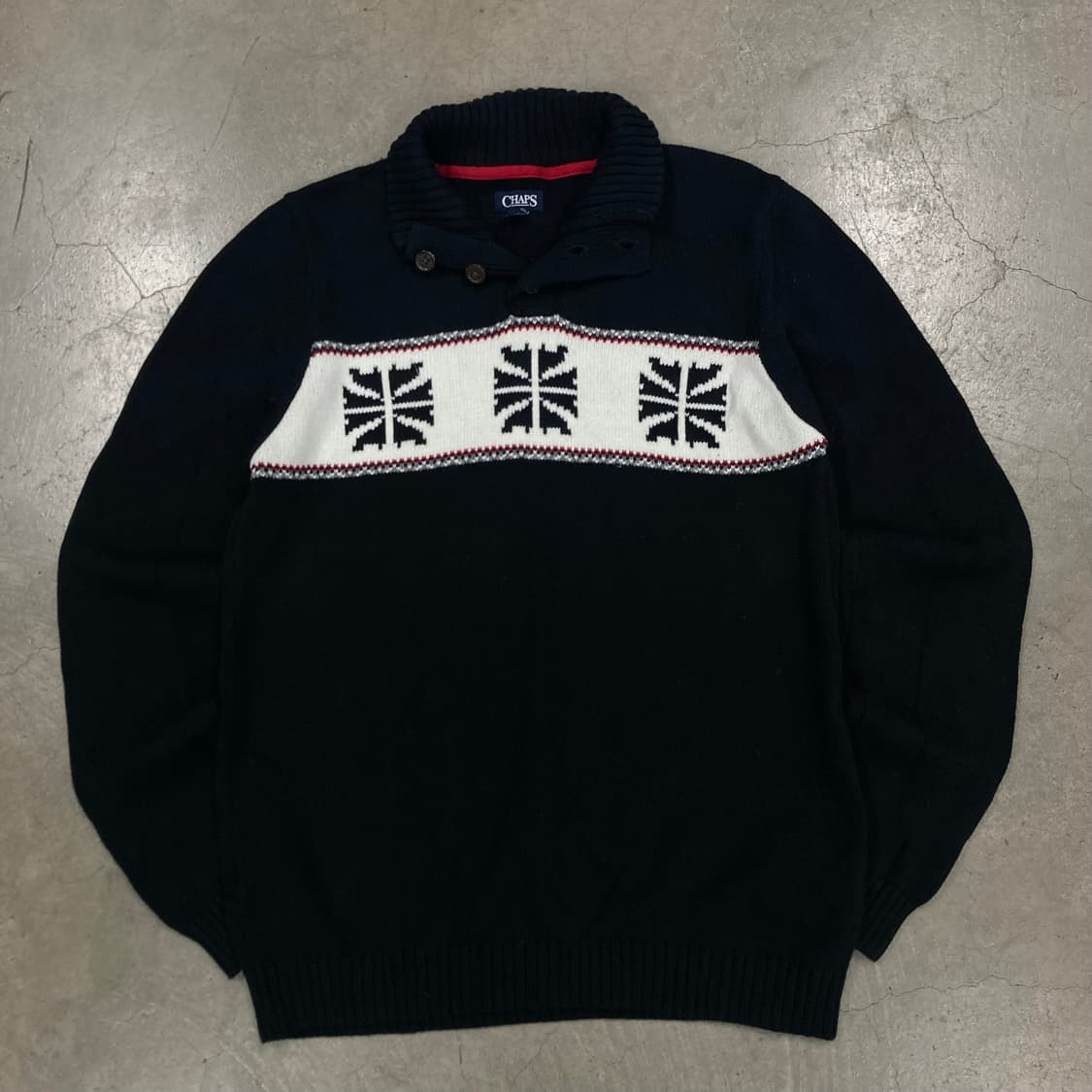 챕스 블랙 컬러 스노우플레이크 패턴 니트 상품이미지1