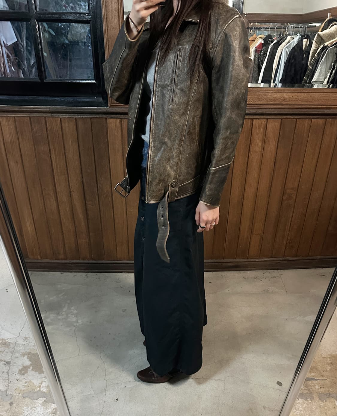 JPV distressed leather belt jacket 상품이미지3