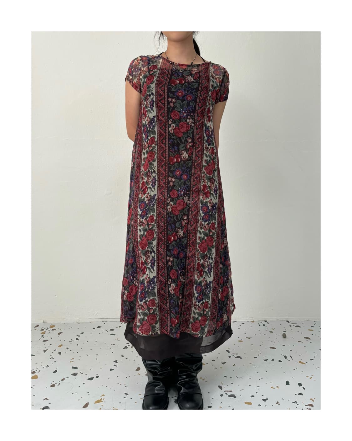 빈티지 레이어드 롱 원피스 상품이미지5