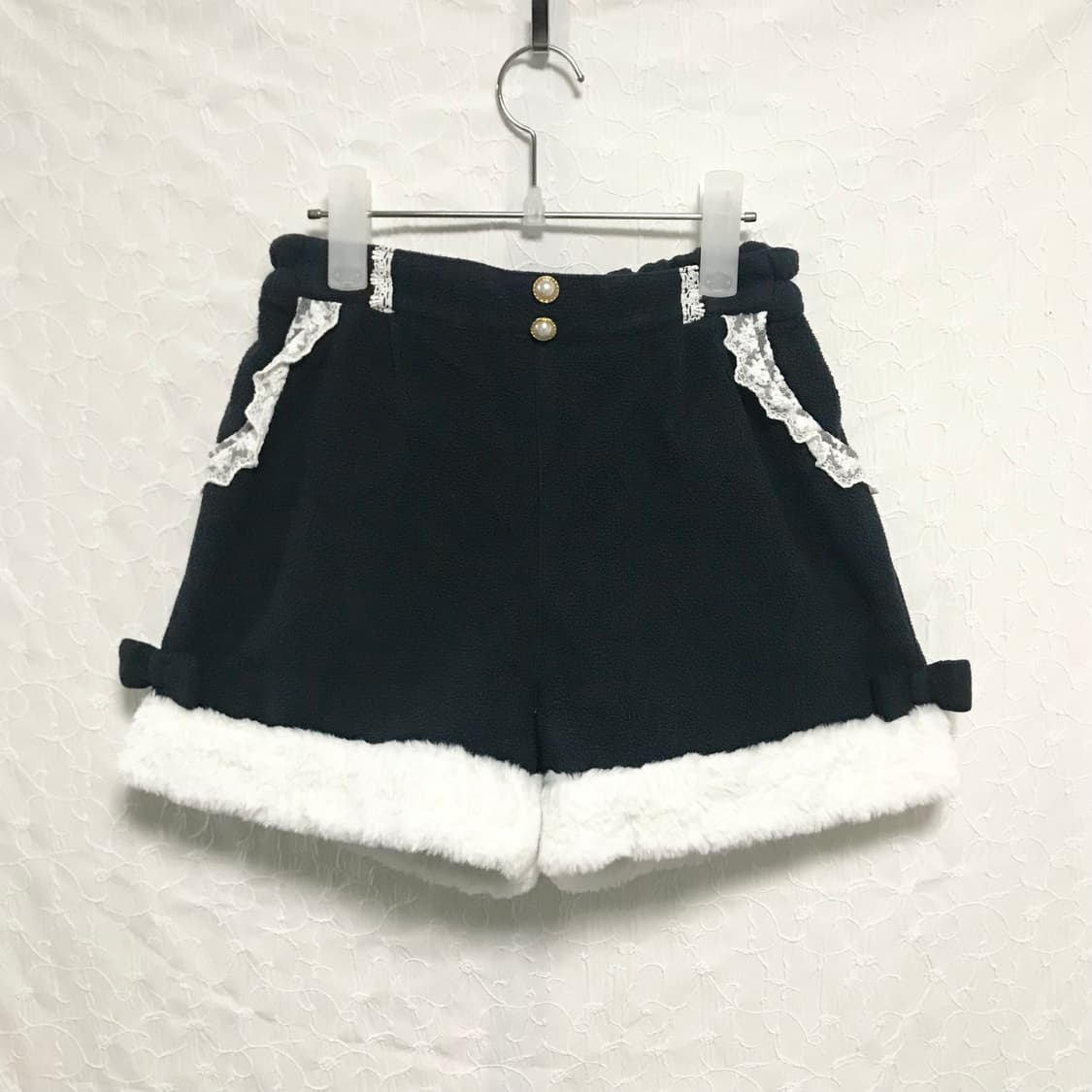 빈티지 axes femme 액시즈팜 레이스 리본 퍼 숏팬츠 반바지 상품이미지1