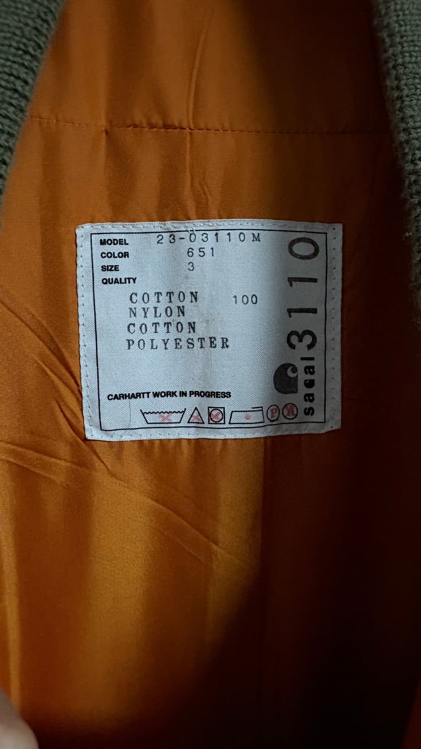 Sacai x Carhartt WIP Canvas MA-1 Jacket 상품이미지2