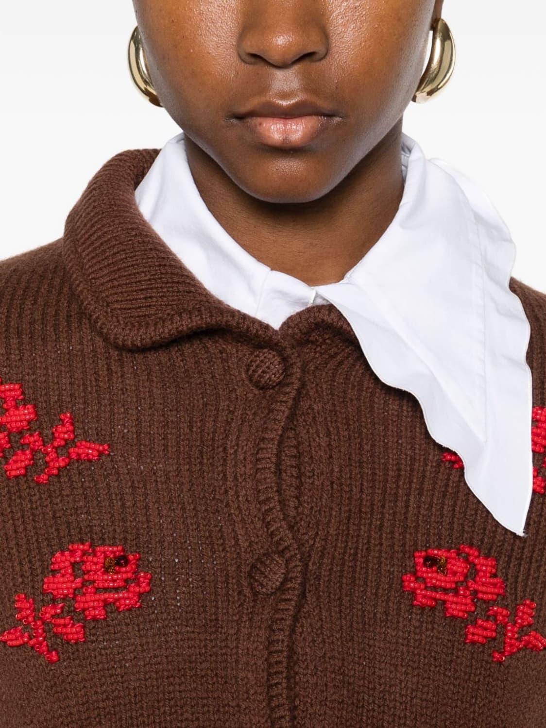 [6,8]슈슈통 25fw 자수 비즈 가디건/브라운 상품이미지4