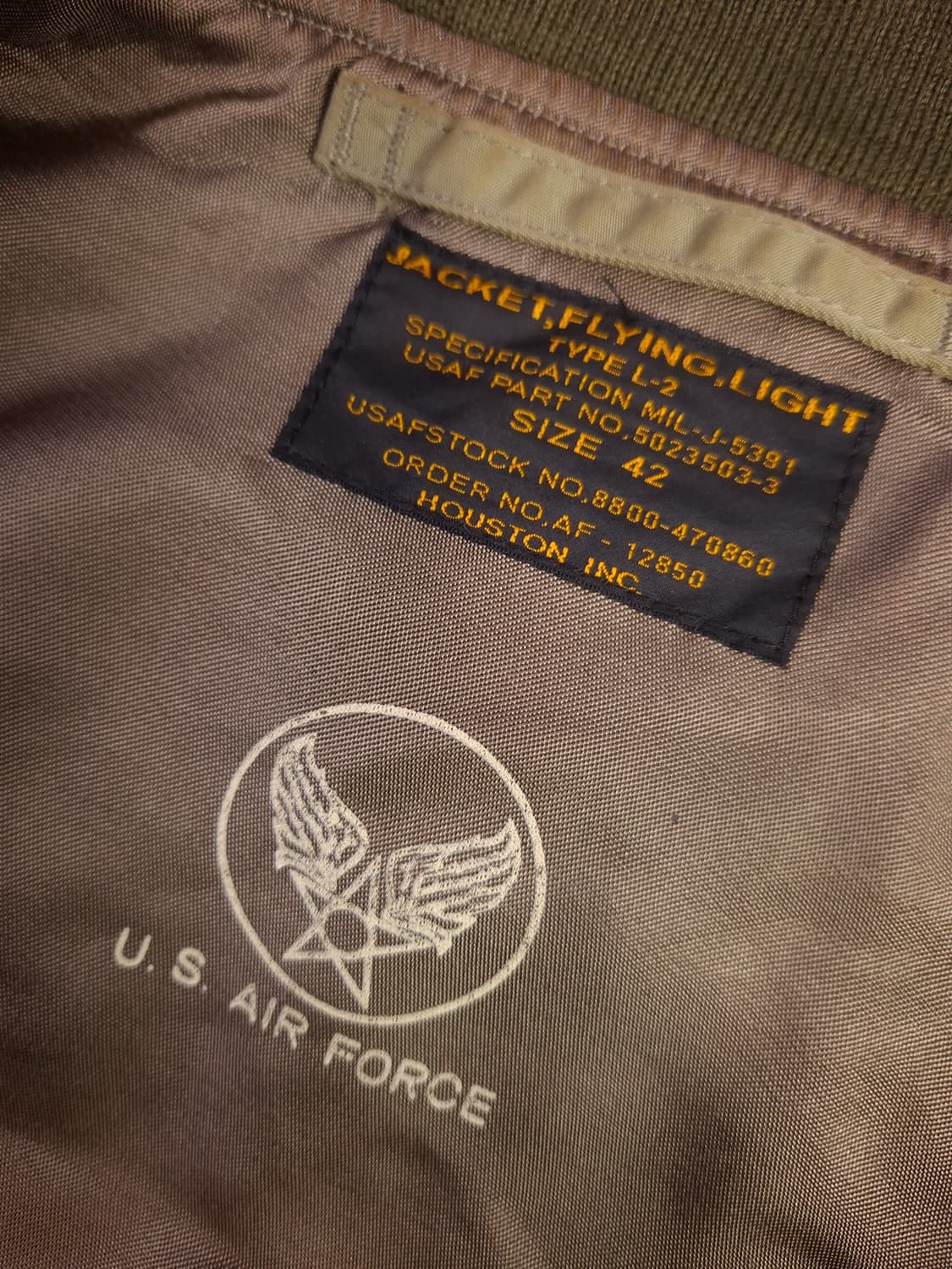 새제품급 오리지날 휴스턴 미공군 L-2 항공자켓 상품이미지2