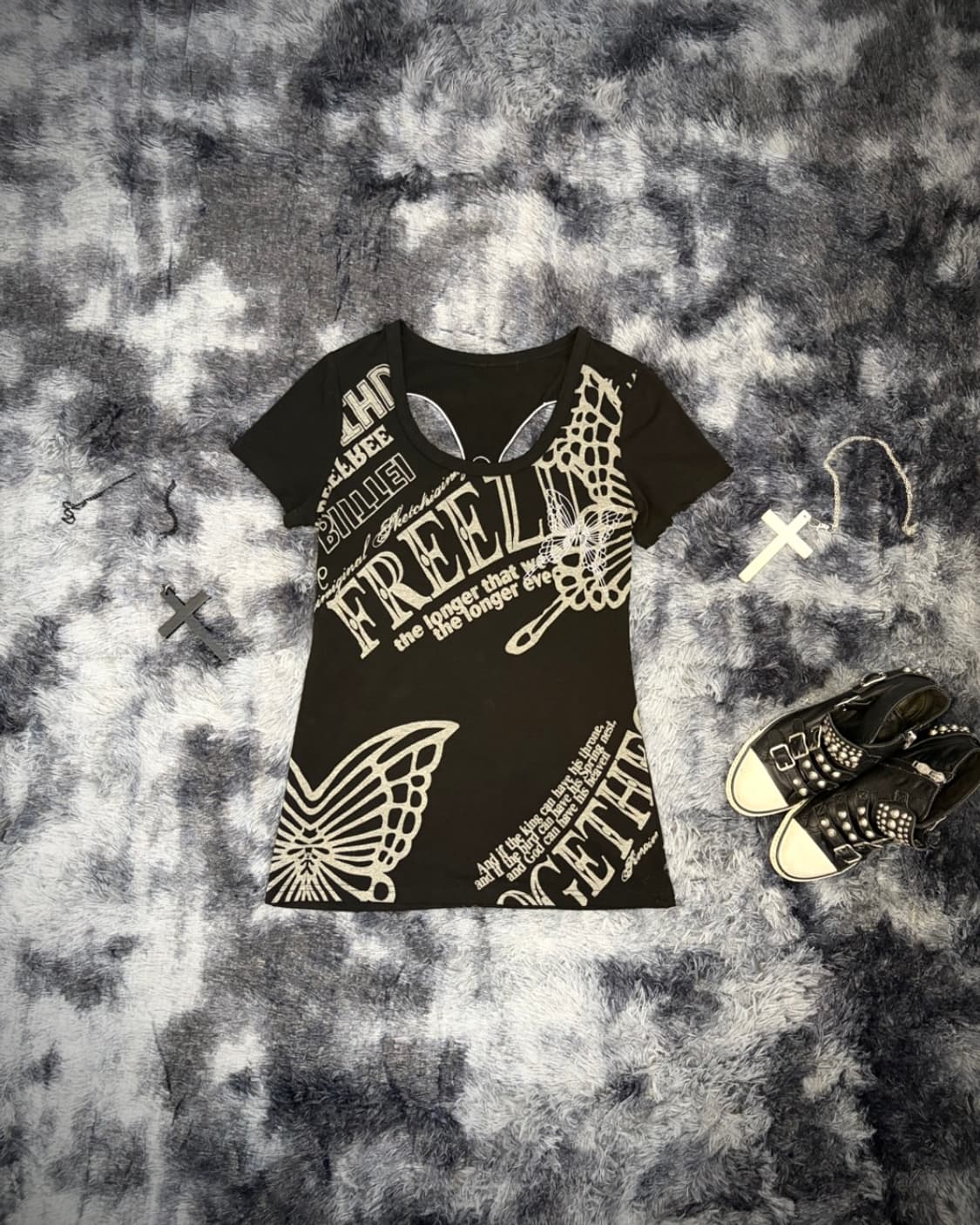 PUNK butterfly web detail short sleeve 상품이미지1
