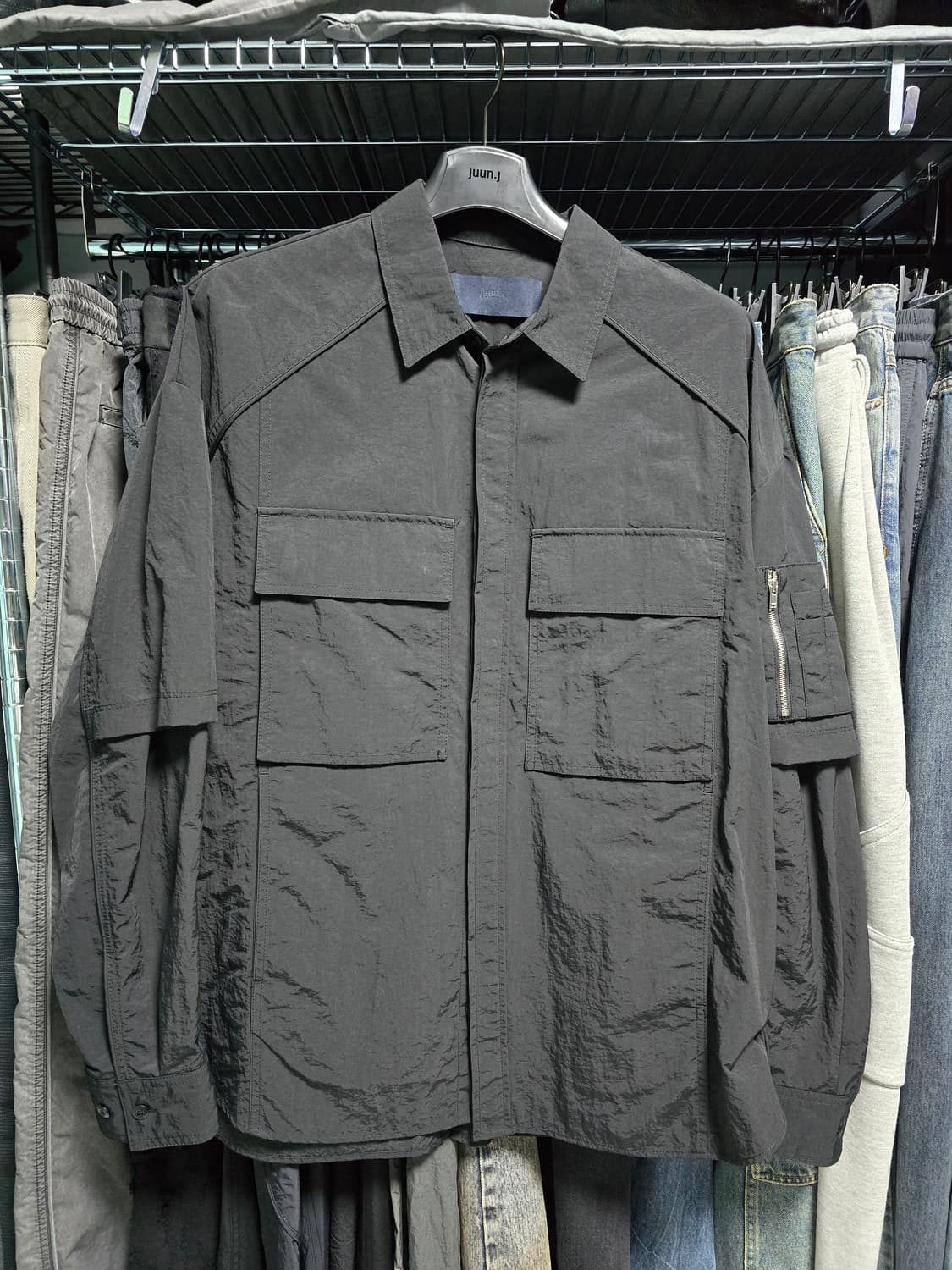 준지 나일론 프론트 암포켓 셔츠 블랙 46사이즈 상품이미지2