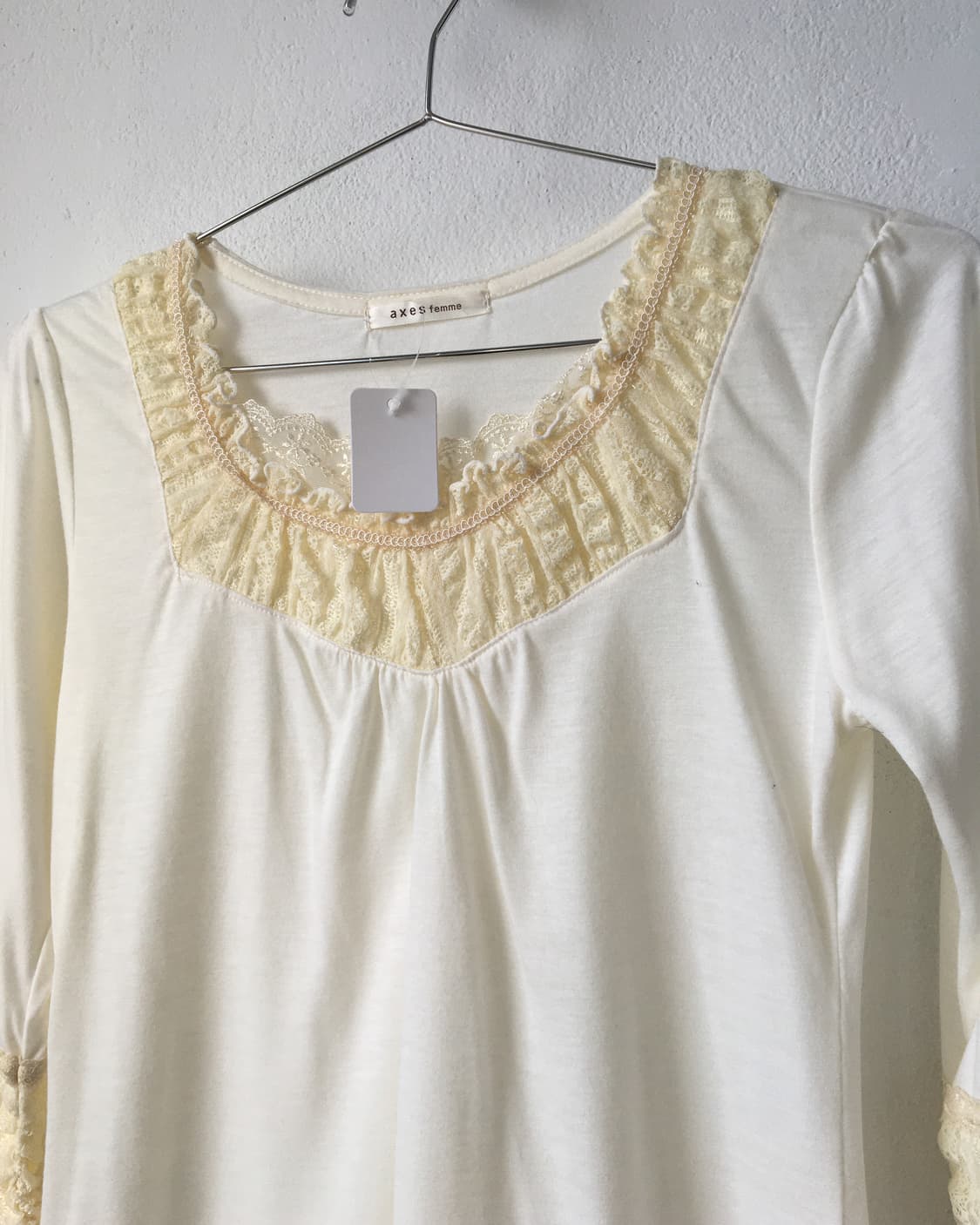 Axes femme lace trimming sleeve 상품이미지5