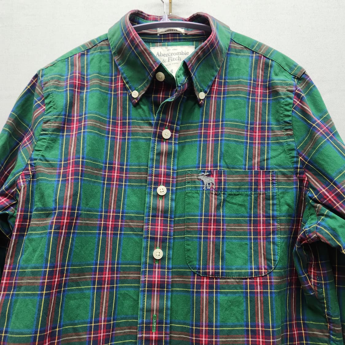 아베크롬비 로고 원포켓 타탄체크 셔츠 S(M) 상품이미지2