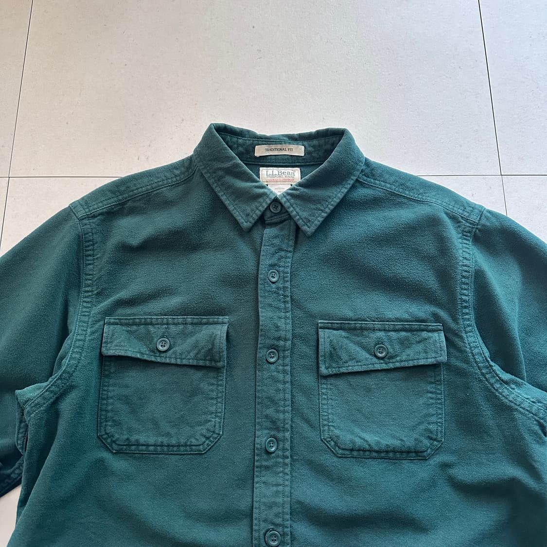 엘엘빈 샤모아 클로스 플란넬 해비 코튼 셔츠 그린 L-REG 상품이미지2