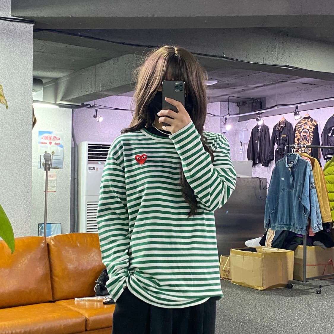 꼼데가르송 스몰로고 그린 슬리브 B2473 상품이미지1
