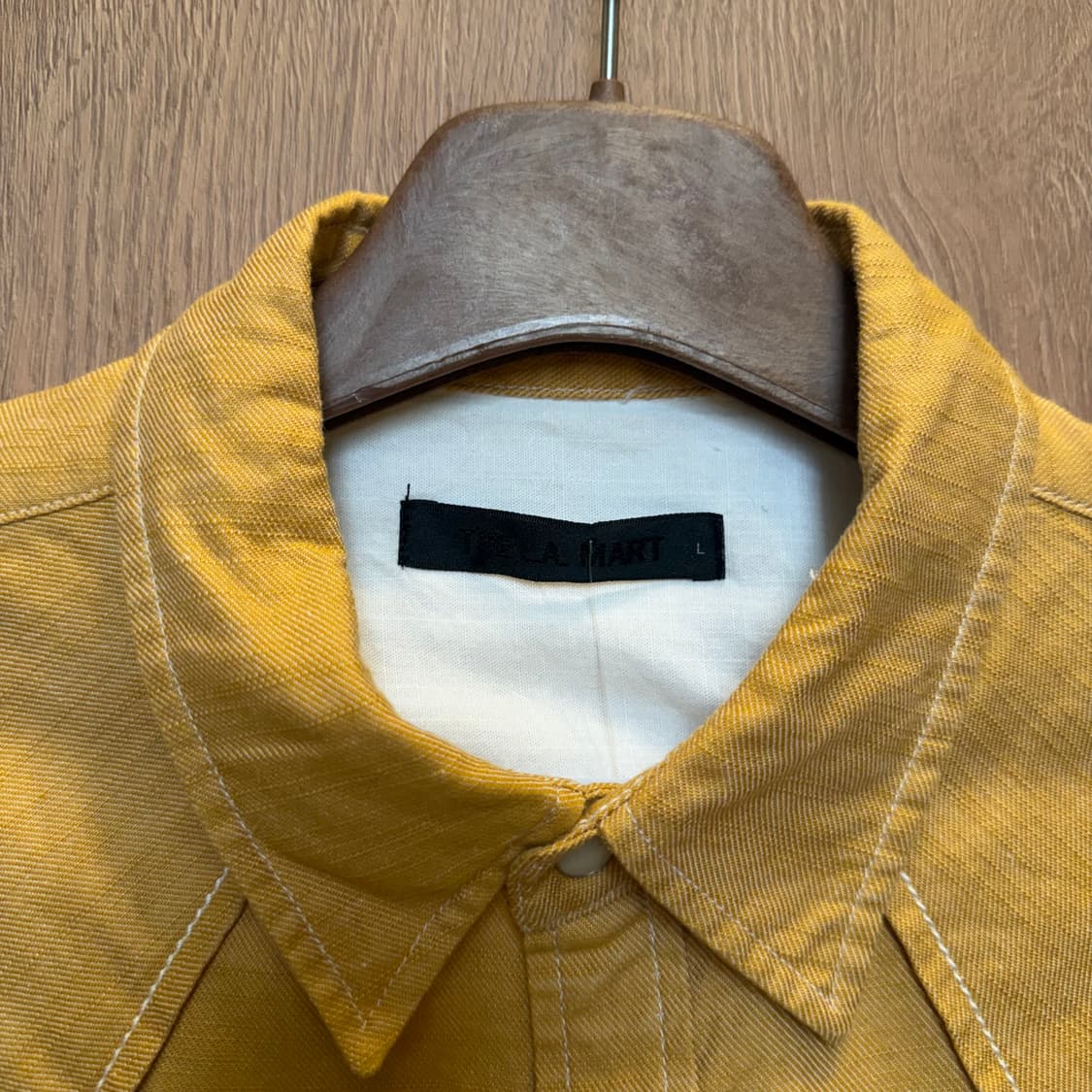 빈티지 롱슬리브 셔츠 스냅 버튼업 플랩 포켓 디테일 레귤러핏 머스타드 상품이미지5