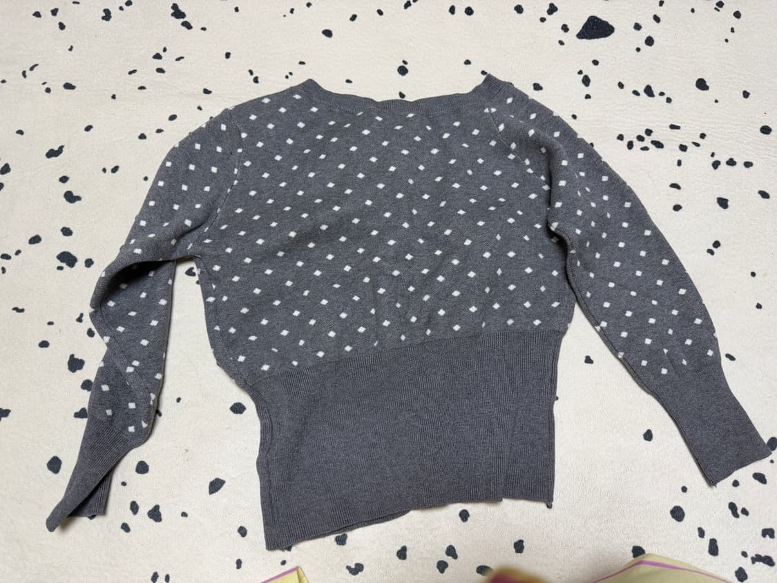 쉬인 원숄더 도트 가디건 상품이미지4