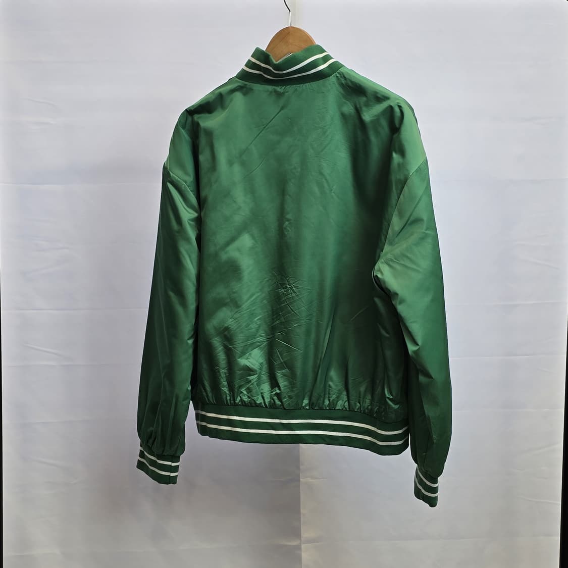 ealikted BOSTON 보스턴 래터링 새틴 스타디움 재킷 그린 L 상품이미지2