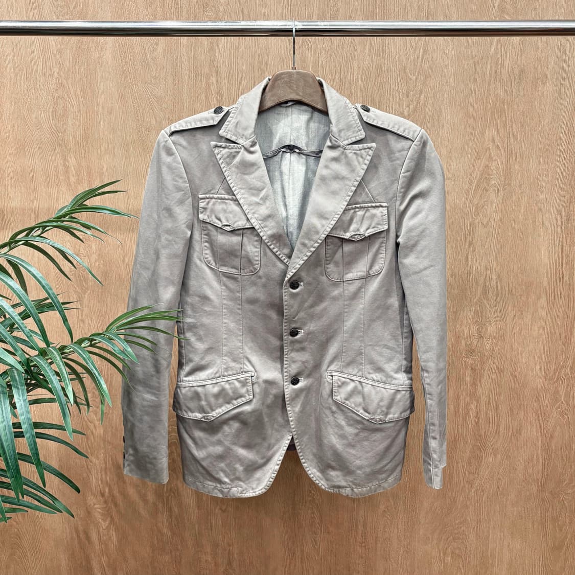 디젤 밀리터리 블레이저 자켓 숄더 에폭시 플랩 포켓 디테일 그레이 카키 상품이미지1