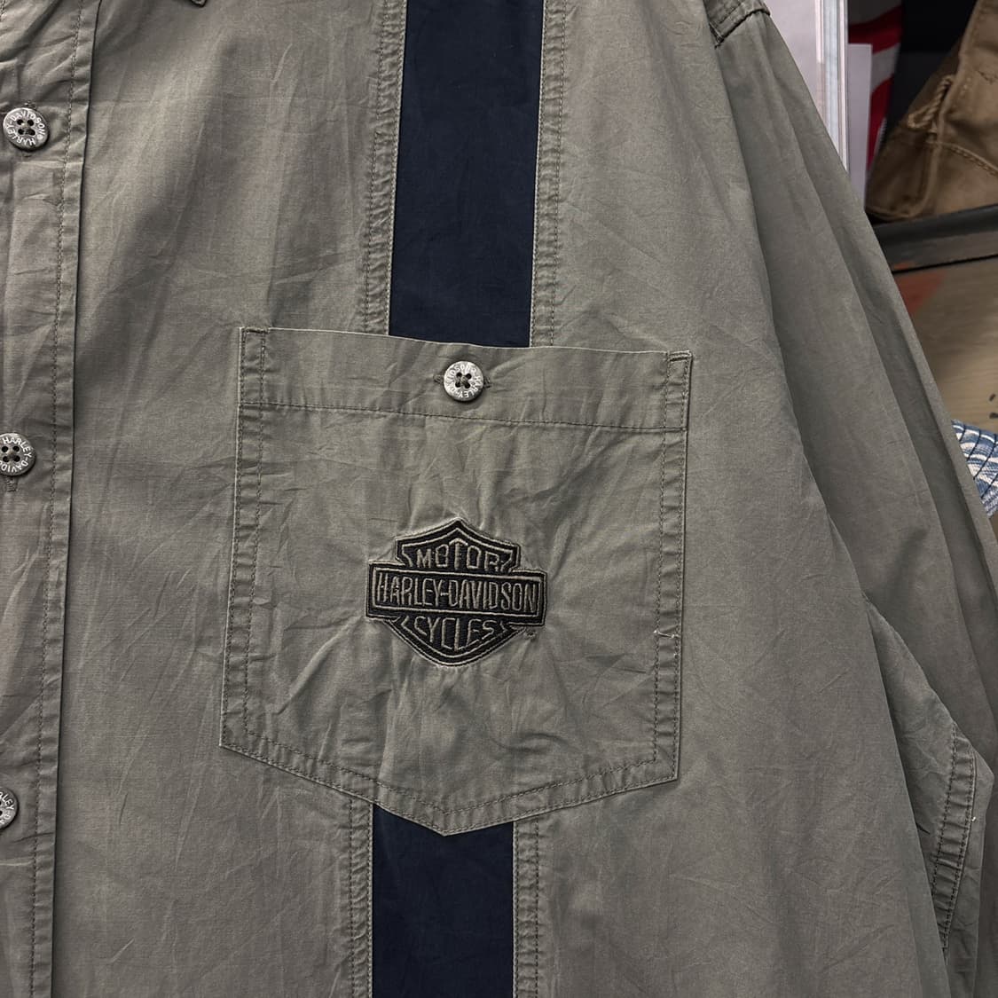 00s 할리데이비슨 블랙라벨 밀리터리 백프린팅 바이커 셔츠 N121 상품이미지5