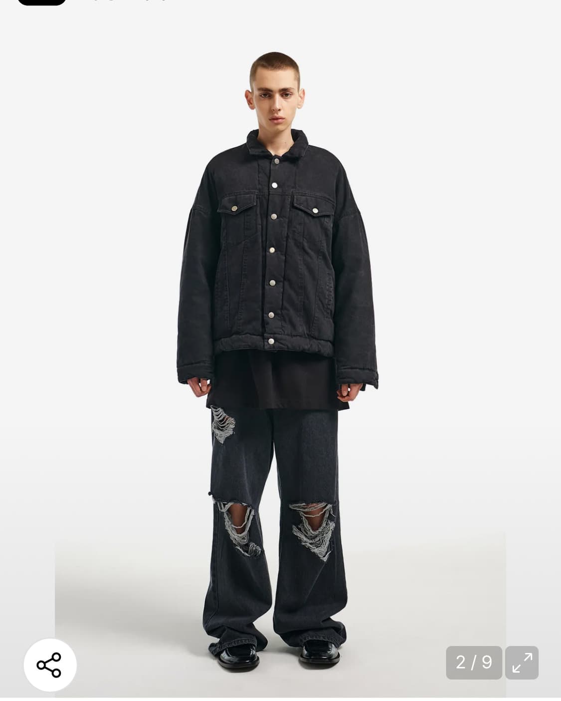 MNGU 오버사이즈 패디드 트러커 자켓 블랙 상품이미지3