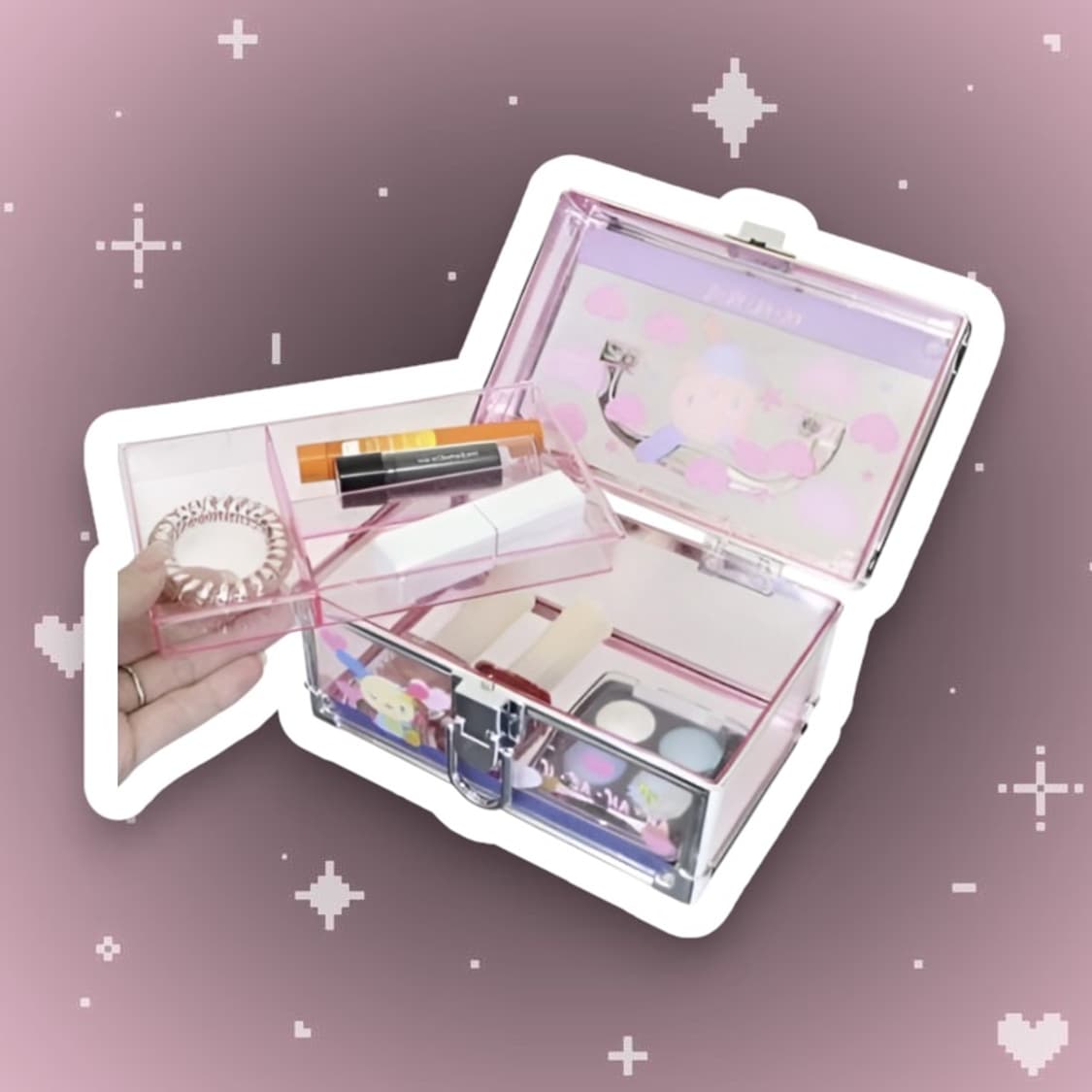 산리오 우사하나 핑크 데님 버니티 케이스 보석함 상품이미지3