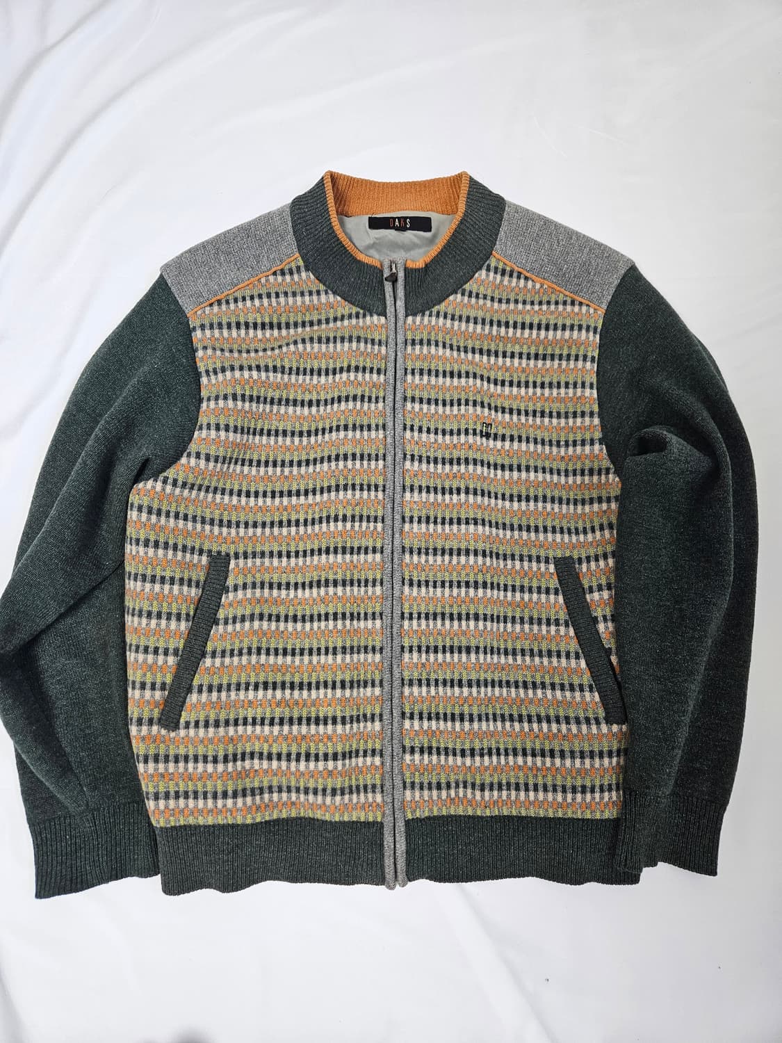 DAKS 닥스 빈티지 니트집업 자켓 라탄체크 봄버 105 상품이미지1